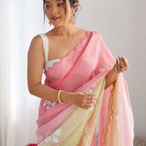 Anouk Embellished Sequinned Pure Chiffon Saree