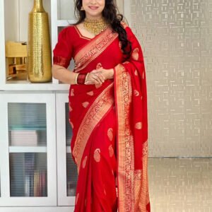 Ethnic Motifs Woven Design Zari Banarasi Saree
