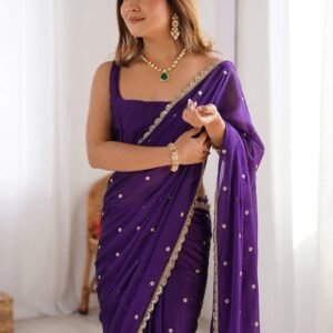 Floral Sequinned Pure Georgette Sarees