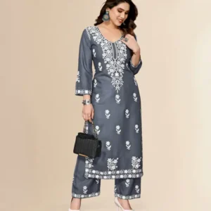 Women Viscose Rayon Kurti Palazzo Set